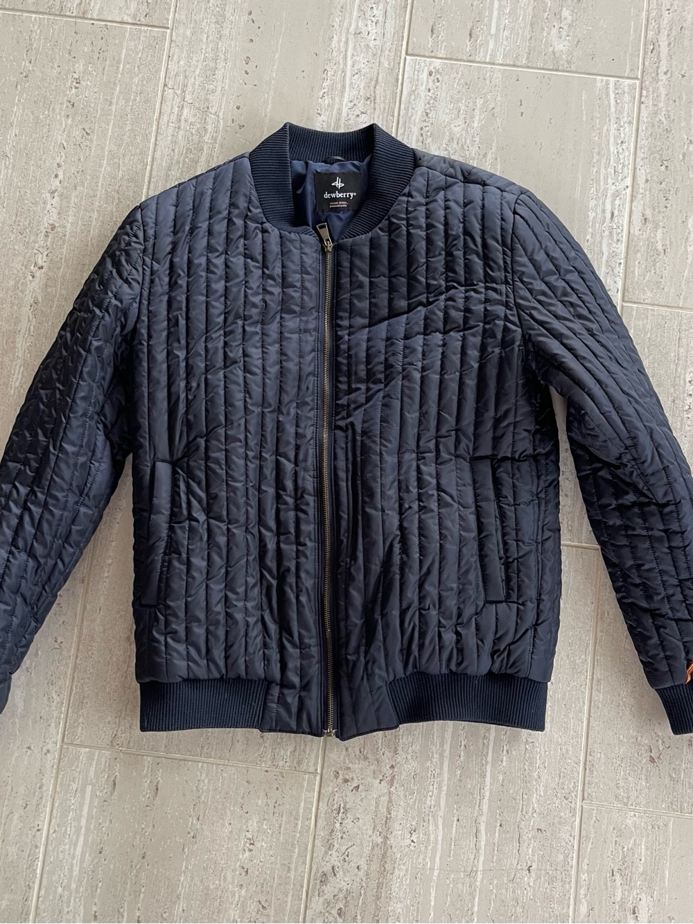 Quilted Bomber Jacket - Navy
